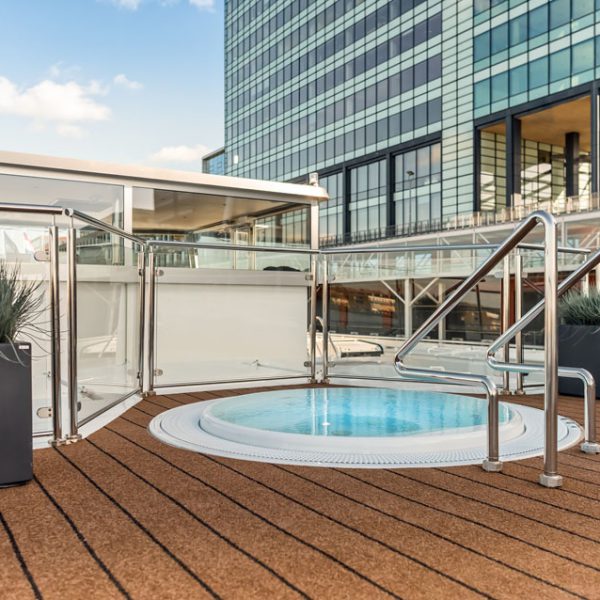 The sundeck of a hotelship.